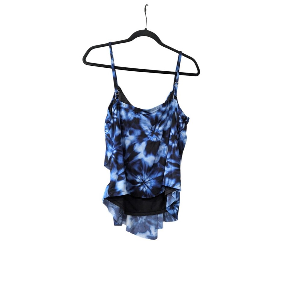 Women's Aquagreen Tiered Tankini Navy Tie-Dye Size L - Picture 2 of 3